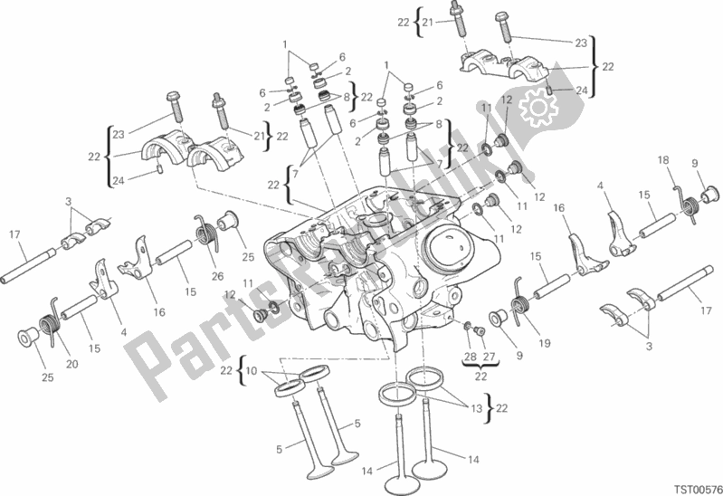 All parts for the Vertical Head of the Ducati Diavel Xdiavel Brasil 1260 2017